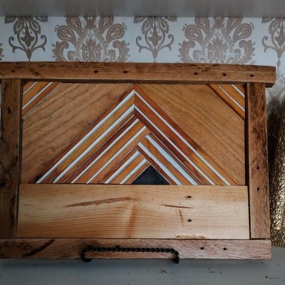 Handmade Rustic Wooden Mountain Art Framed Hardwoods Wall ,Shelf Leaner Only One - Picture 6 of 8
